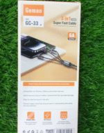 Geman GC-33 3-in-1 Fast Charging Cable – 6A Output, 1200mm Nylon Braided, Durable Metal Shell, Universal Compatibility - Image 2