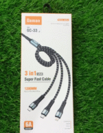 Geman GC-33 3-in-1 Fast Charging Cable – 6A Output, 1200mm Nylon Braided, Durable Metal Shell, Universal Compatibility - Image 7